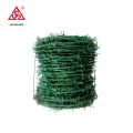 Green color PVC coated barbed wire fencing for security