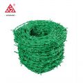Green color PVC coated barbed wire fencing for security