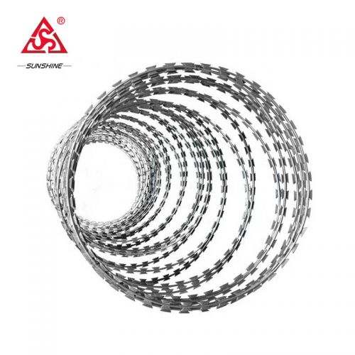 Flat wrap razor wire mesh used for security fencing